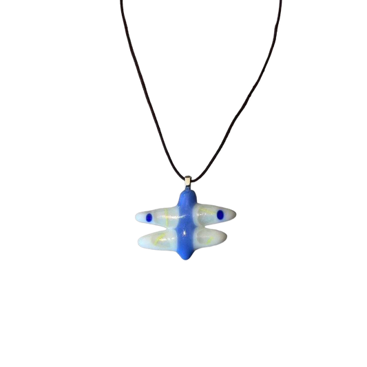 Handmade glass-fused dragonfly pendant necklace