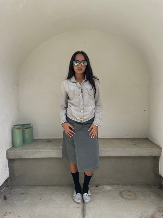 Marithe + Francois Girbaud gray button up jacket