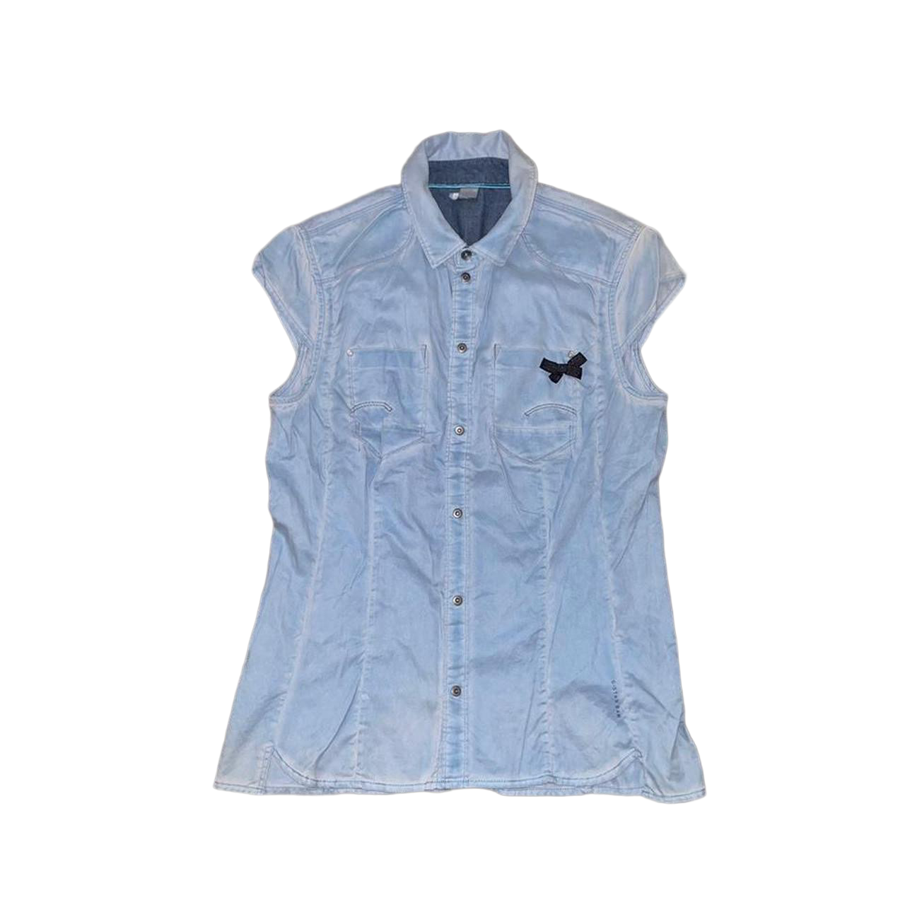 G-Star light wash denim button up fitted top