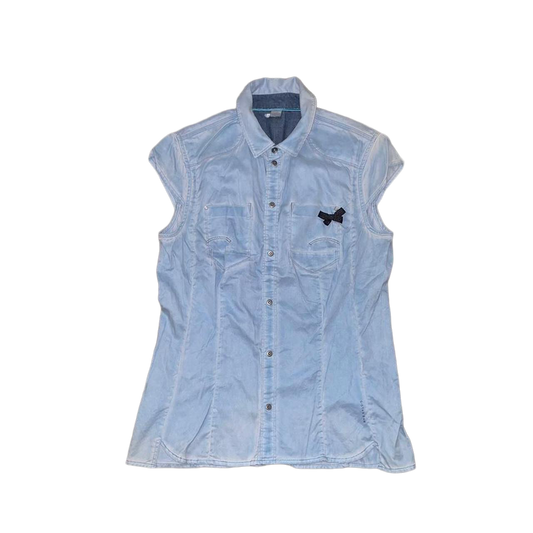 G-Star light wash denim button up fitted top