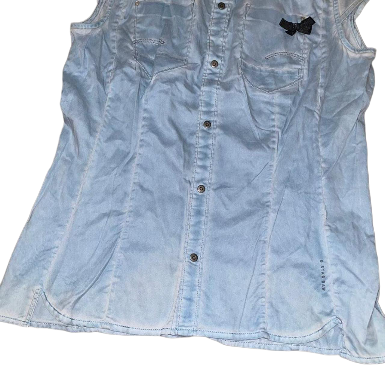 G-Star light wash denim button up fitted top