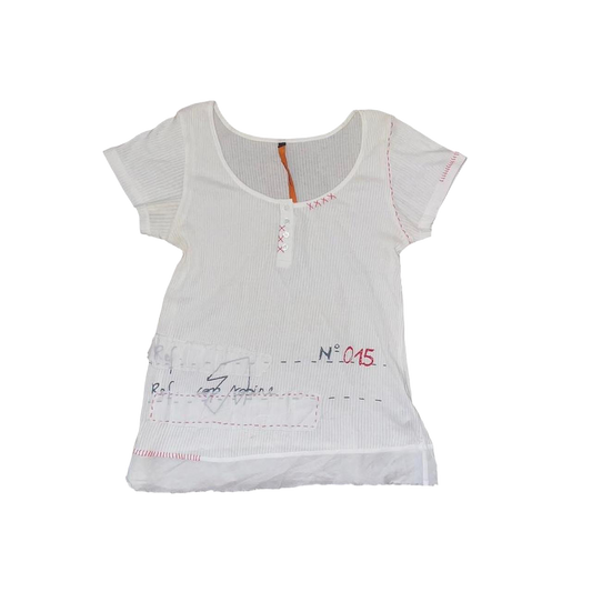 Cop. Copine white ribbed graphic top