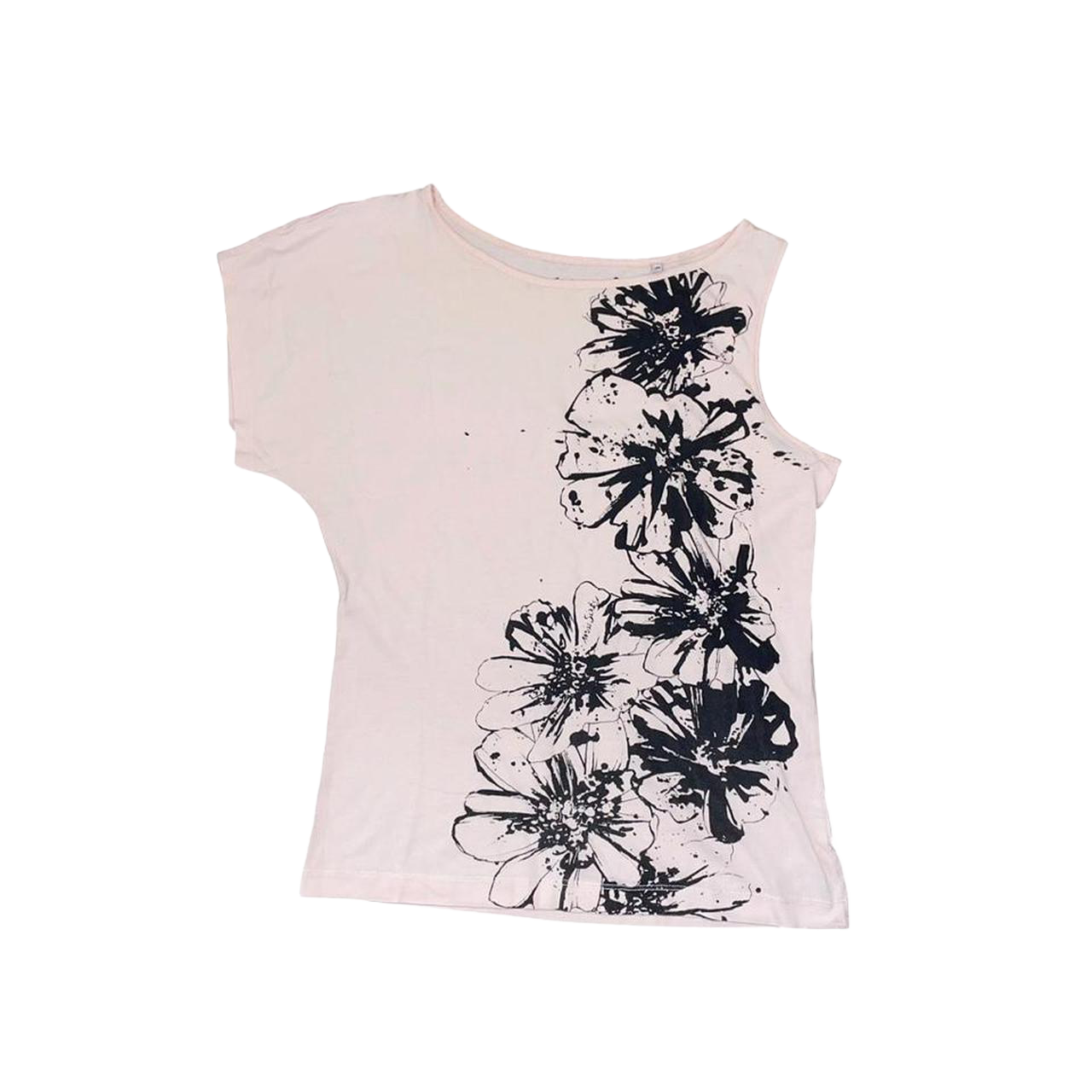 Miss Sixty pale pink flower graphic asymmetric top