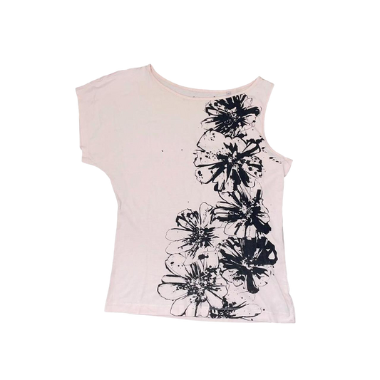 Miss Sixty pale pink flower graphic asymmetric top