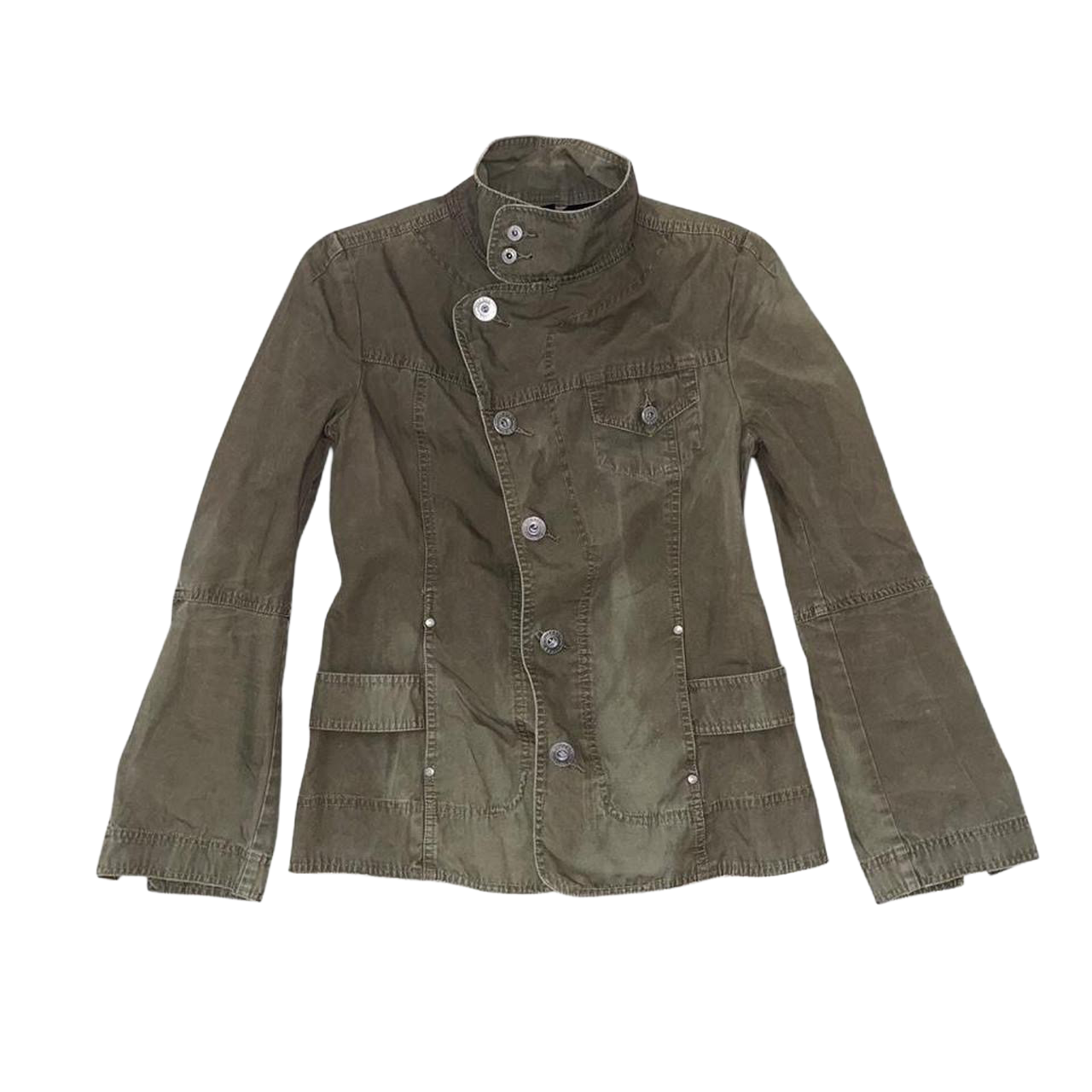 Diesel khaki green asymmetric utilitarian jacket