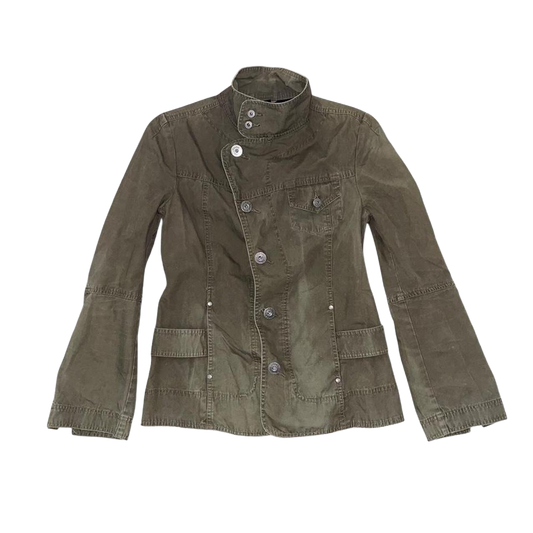 Diesel khaki green asymmetric utilitarian jacket
