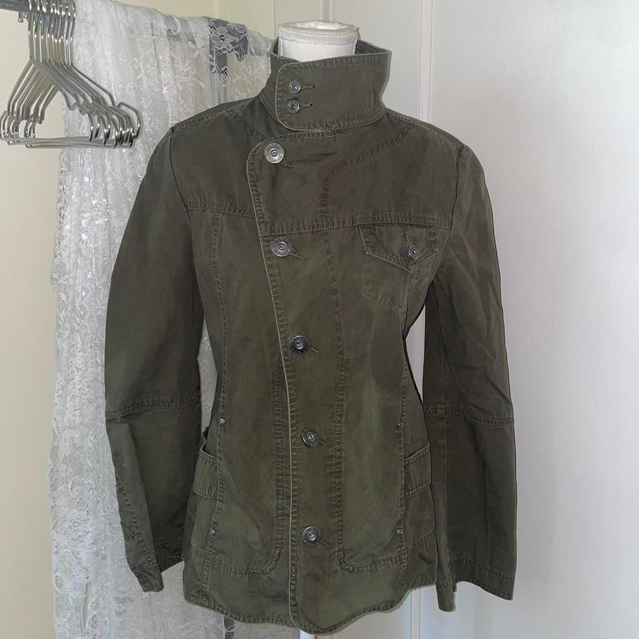 Diesel khaki green asymmetric utilitarian jacket