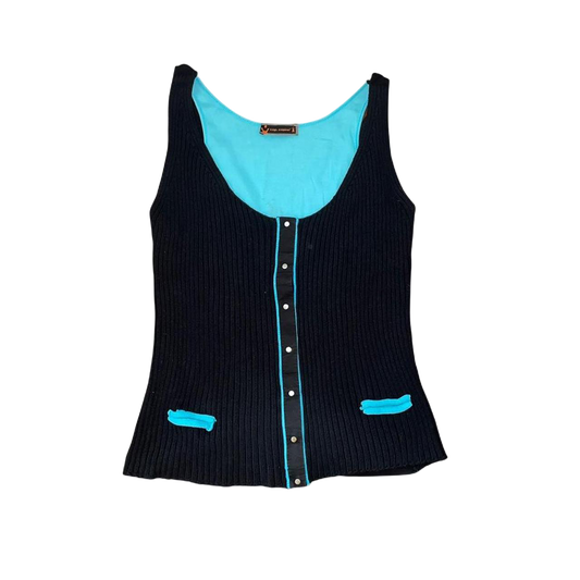 Cop. Copine black ribbed avant garde tank