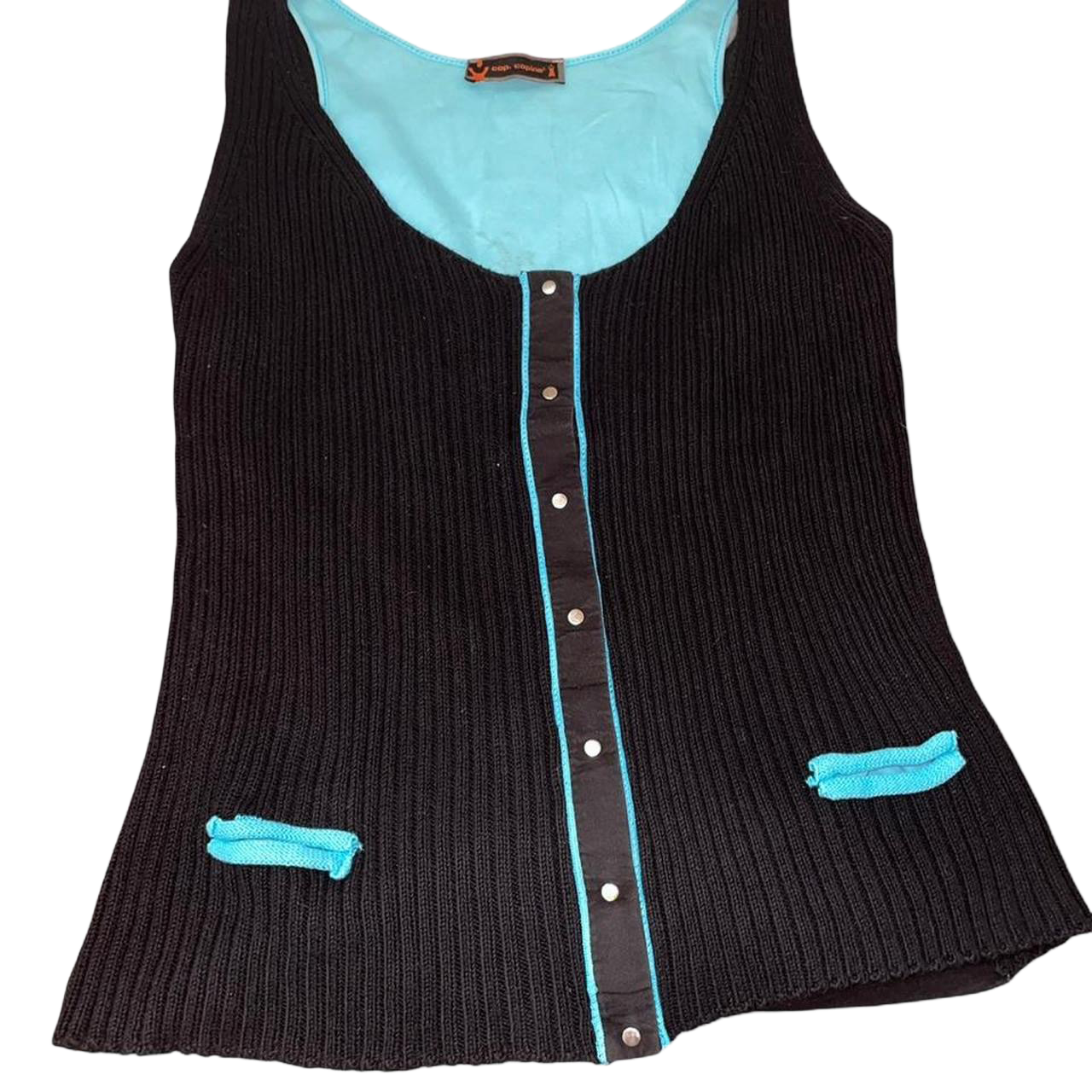Cop. Copine black ribbed avant garde tank