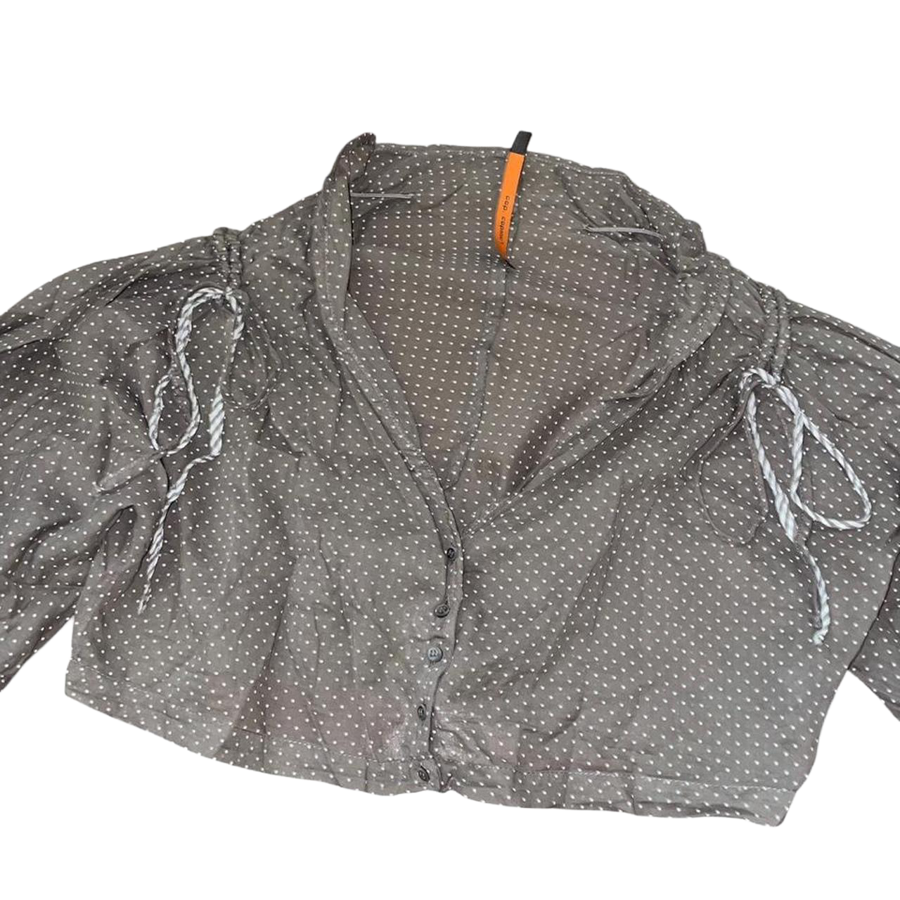 Cop. Copine brown polka dot puff sleeve bolero