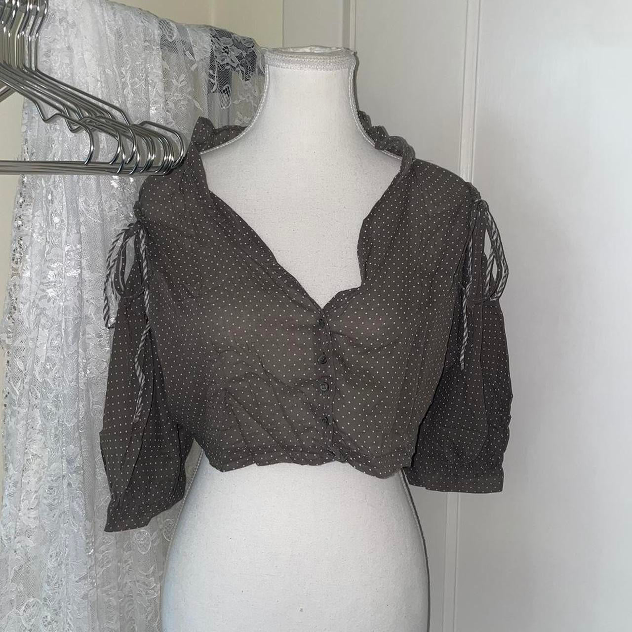 Cop. Copine brown polka dot puff sleeve bolero