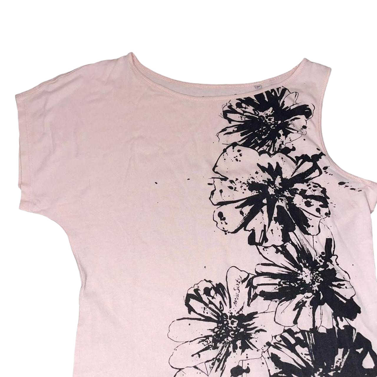 Miss Sixty pale pink flower graphic asymmetric top