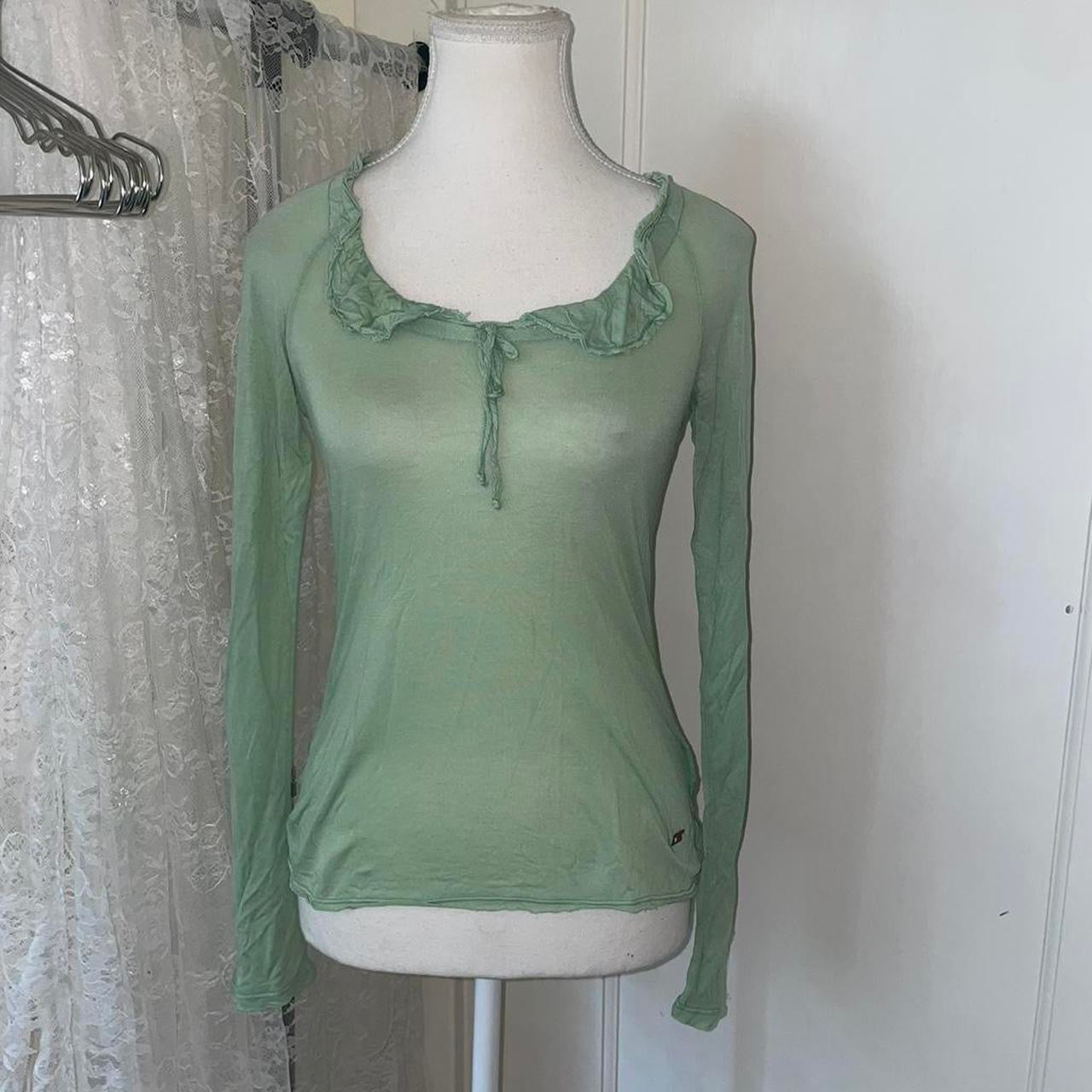 Miss Sixty sheer green collar long sleeve