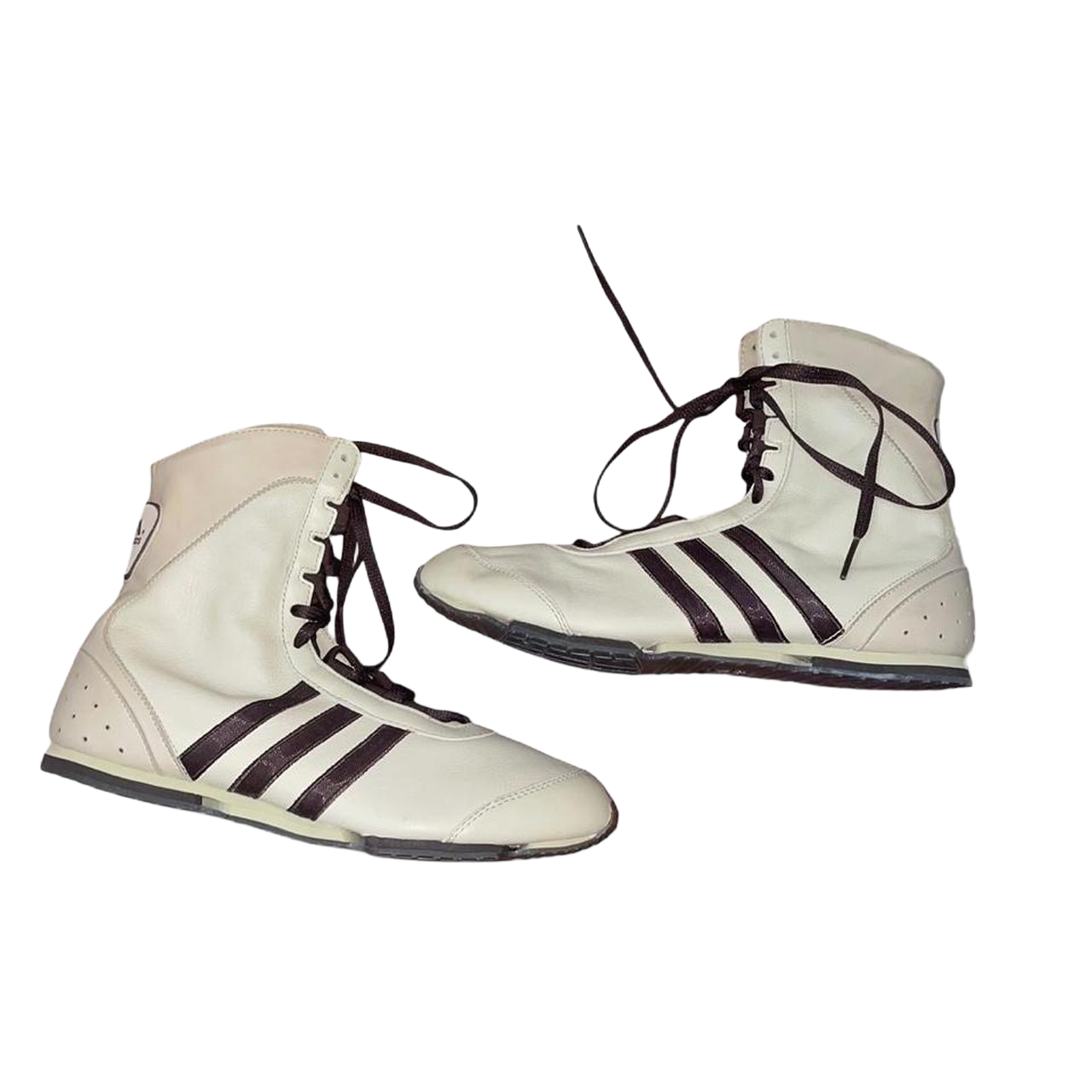 Adidas brown and cream leather lace up boxing boots