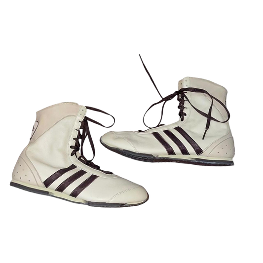 Adidas brown and cream leather lace up boxing boots