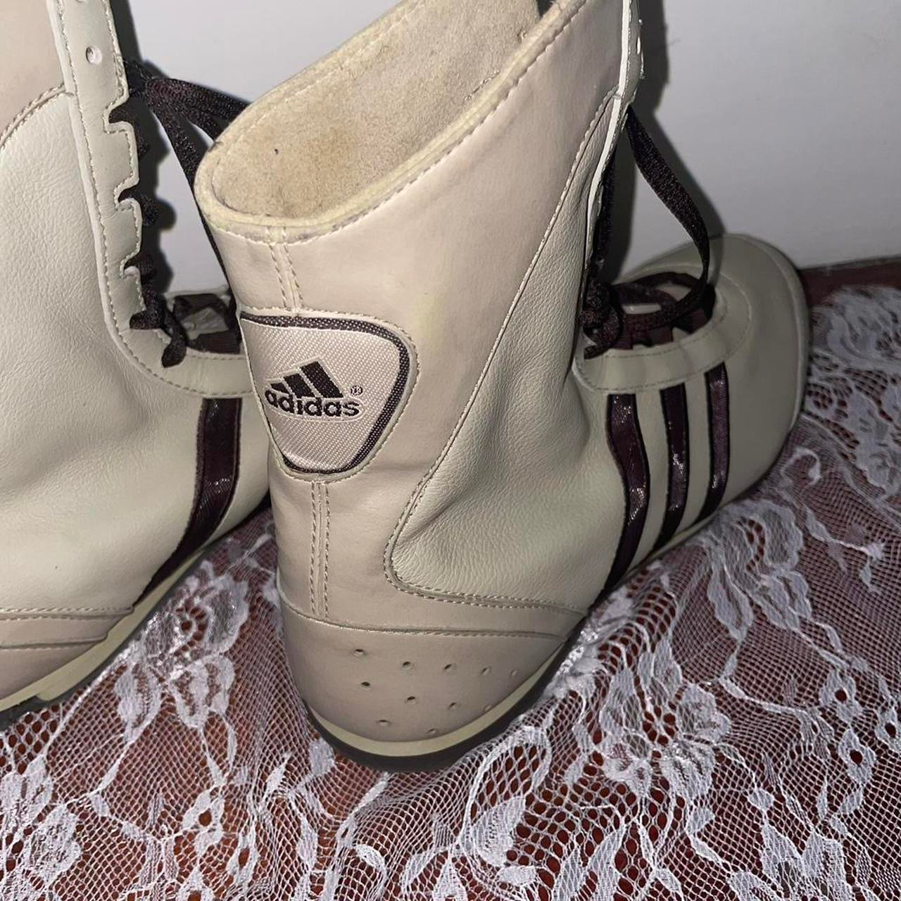Adidas brown and cream leather lace up boxing boots