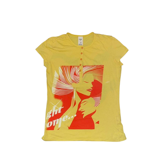 Custo Barcelona yellow graphic button up baby tee