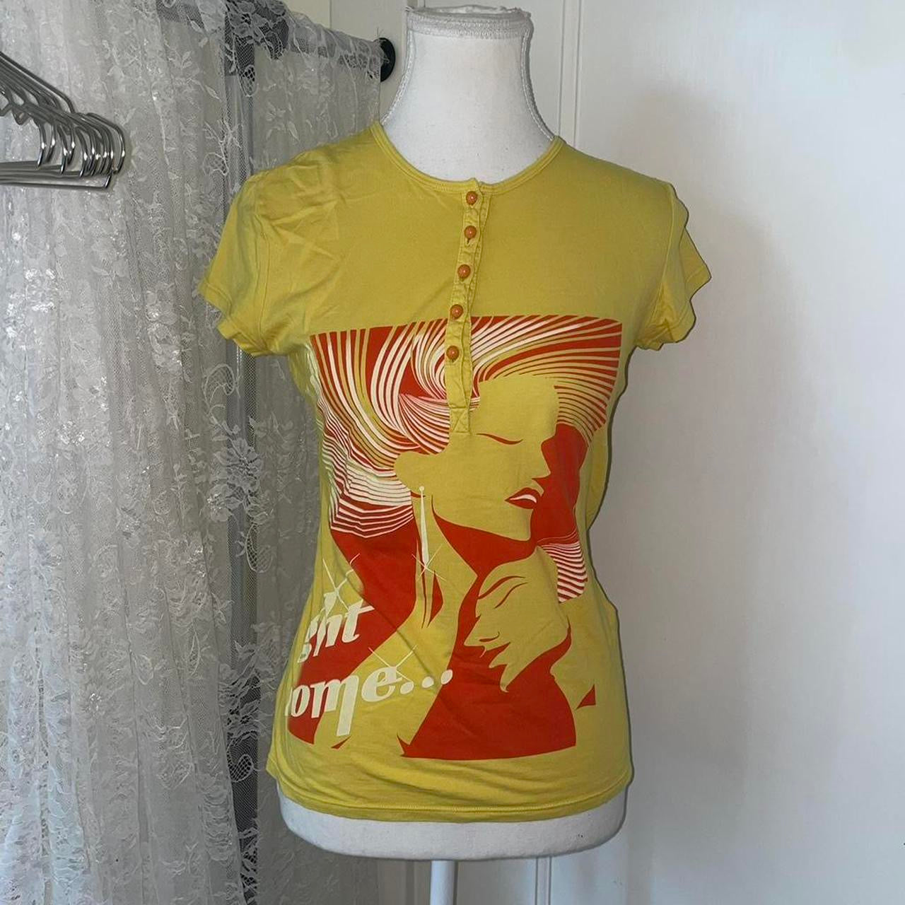 Custo Barcelona yellow graphic button up baby tee