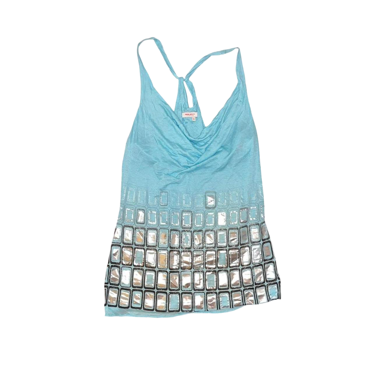 Miss Sixty light blue graphic cowl neck cami