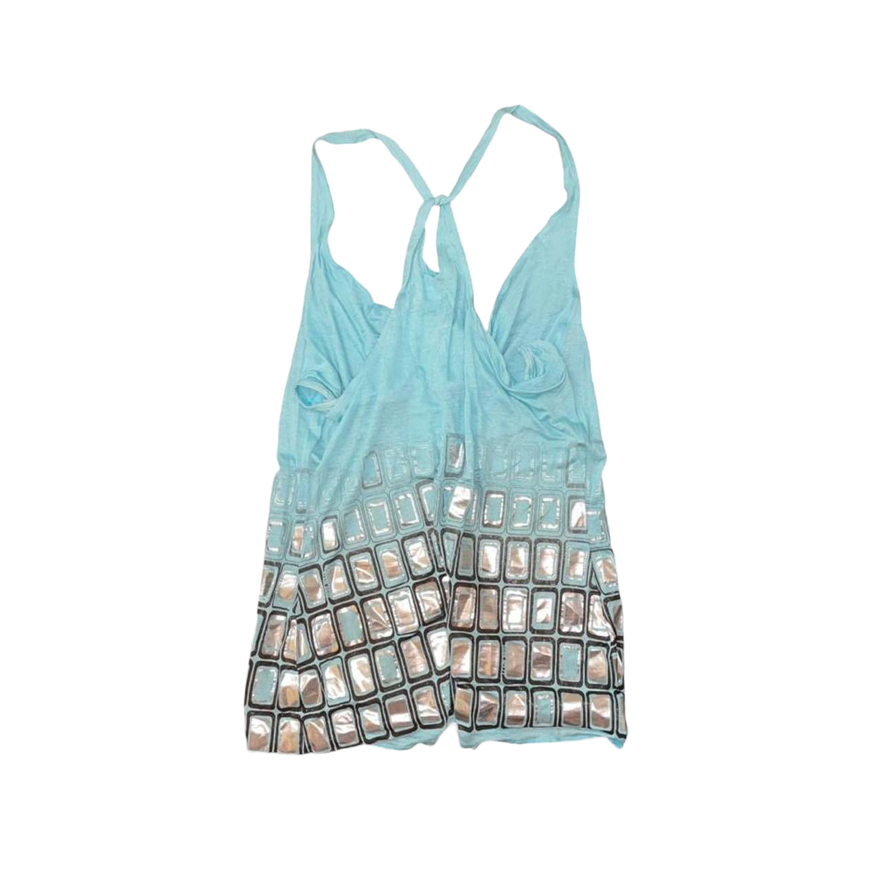 Miss Sixty light blue graphic cowl neck cami