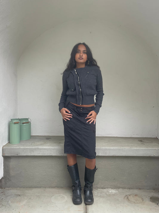 Miss Sixty dark gray asymmetric wool jacket | late-2000s