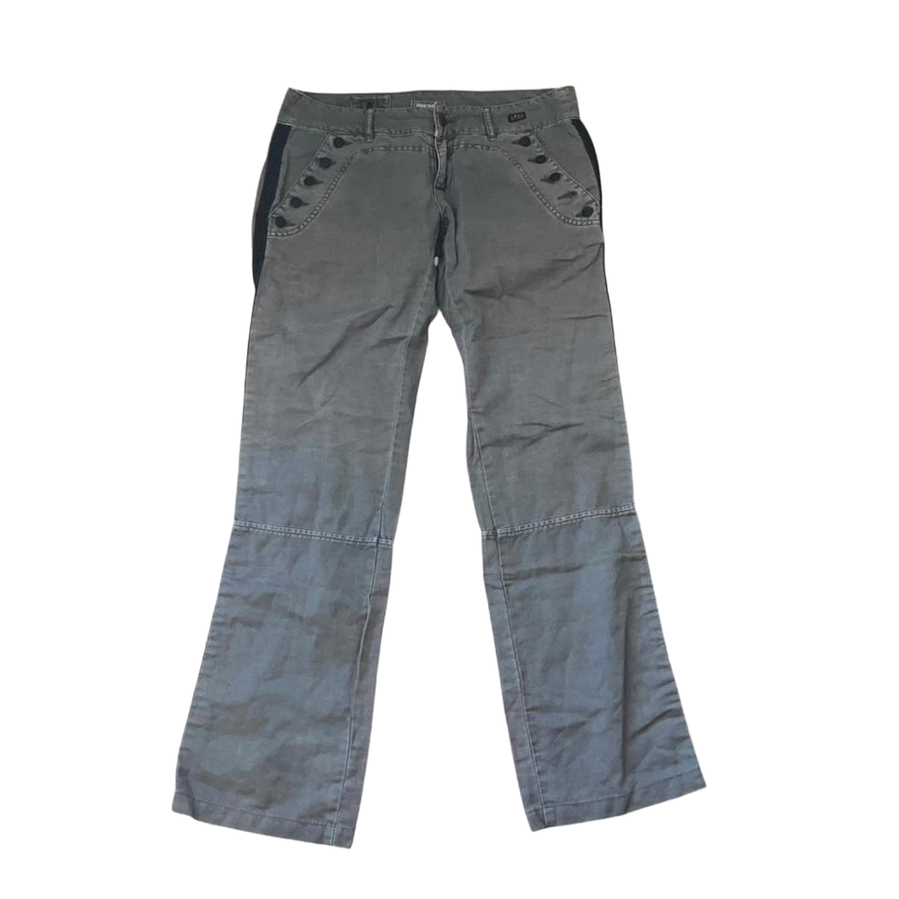 Diesel dark gray low waisted boot cut pants with button detailing