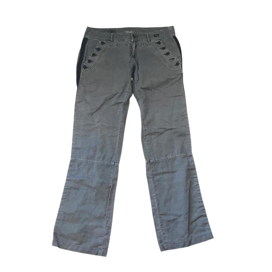 Diesel dark gray low waisted boot cut pants with button detailing