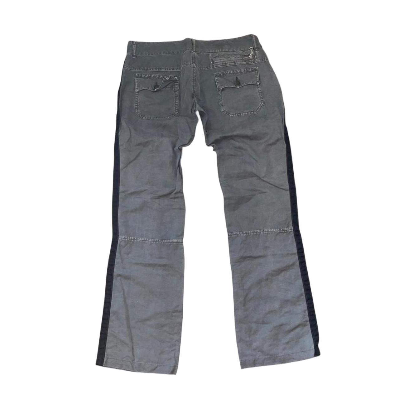 Diesel dark gray low waisted boot cut pants with button detailing