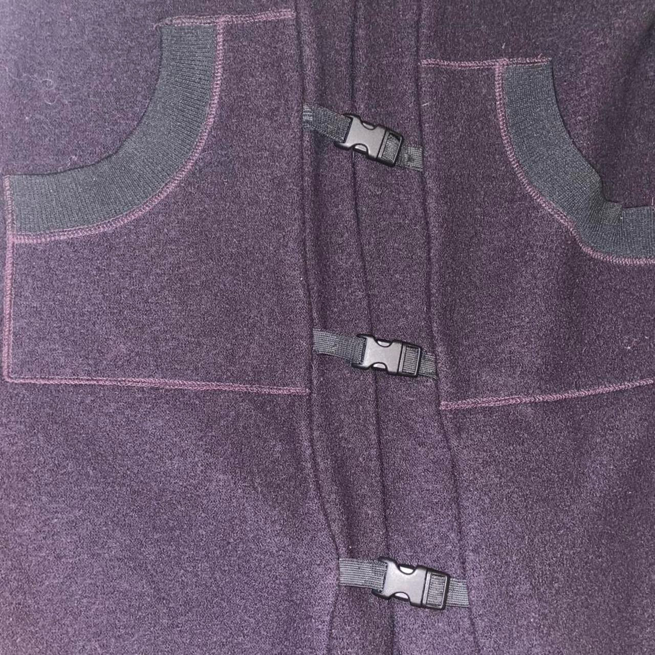 Cop. Copine deep purple wool hooded trench with buckle closure