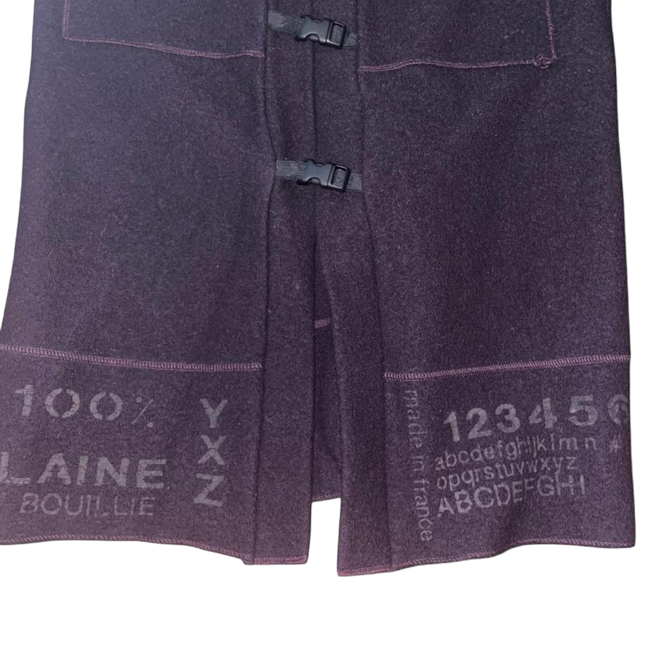 Cop. Copine deep purple wool hooded trench with buckle closure