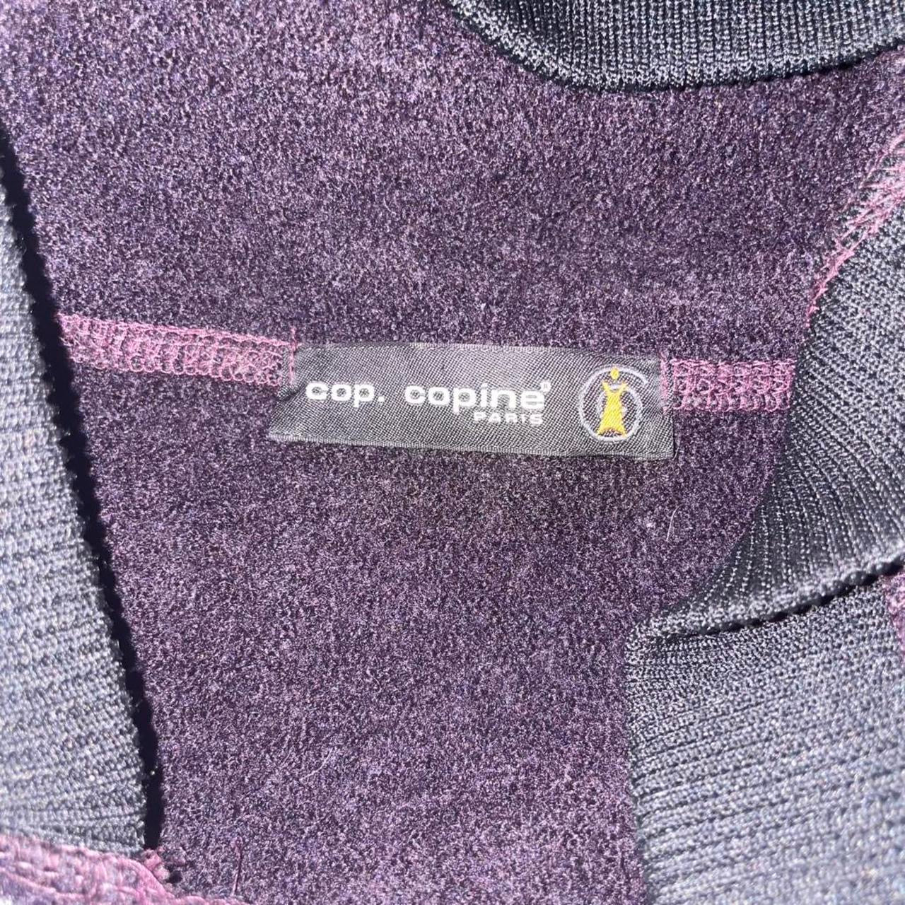 Cop. Copine deep purple wool hooded trench with buckle closure