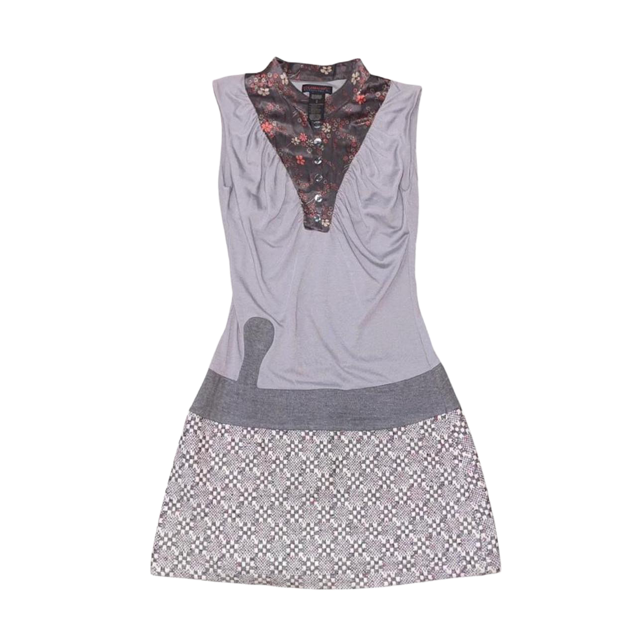 Custo Barcelona gray pattern drop waist mini dress