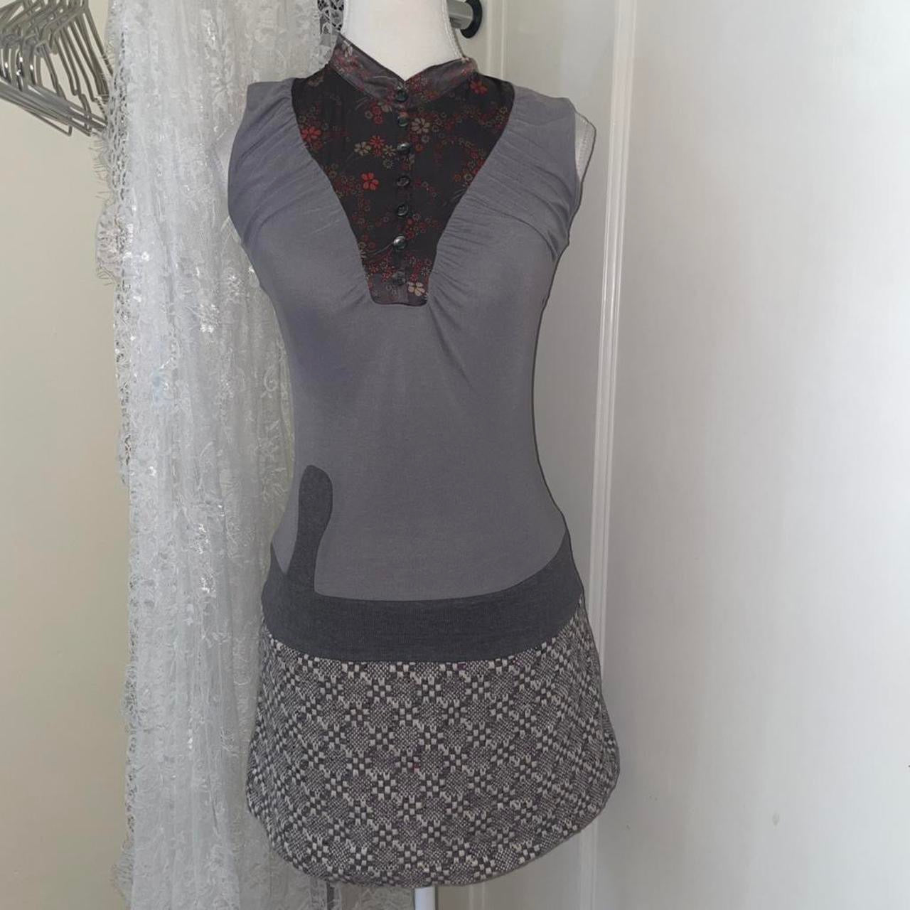 Custo Barcelona gray pattern drop waist mini dress
