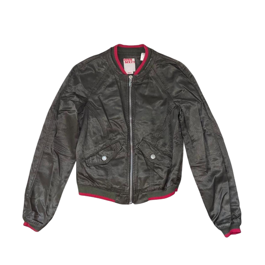 Miss Sixty khaki green bomber jacket wit red trim