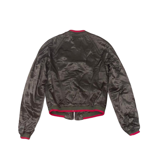 Miss Sixty khaki green bomber jacket wit red trim