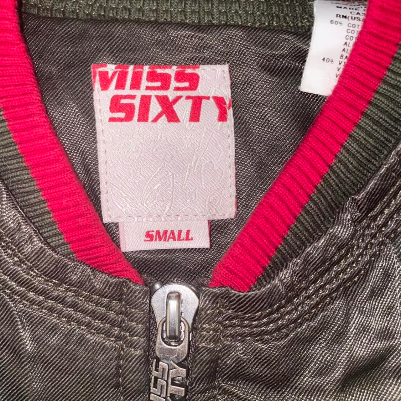 Miss Sixty khaki green bomber jacket wit red trim