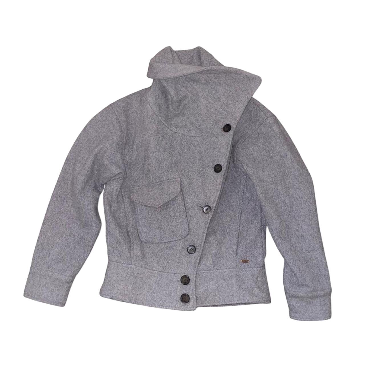 Levi's gray wool asymmetric high neck jacket
