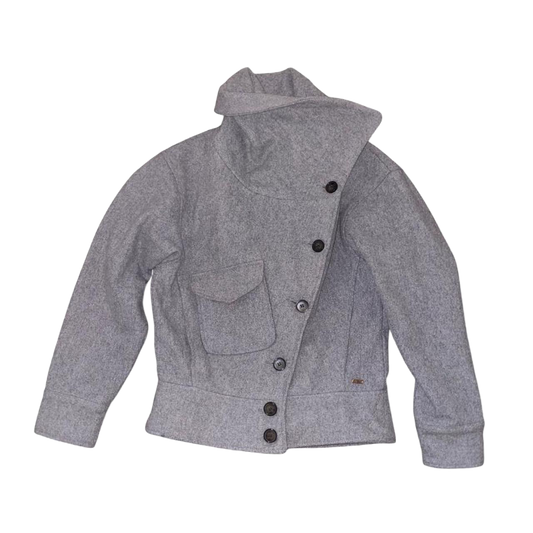 Levi's gray wool asymmetric high neck jacket