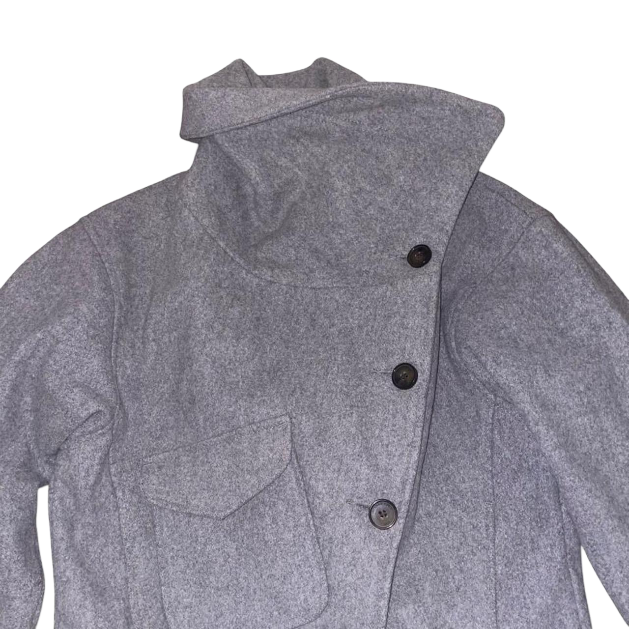 Levi's gray wool asymmetric high neck jacket