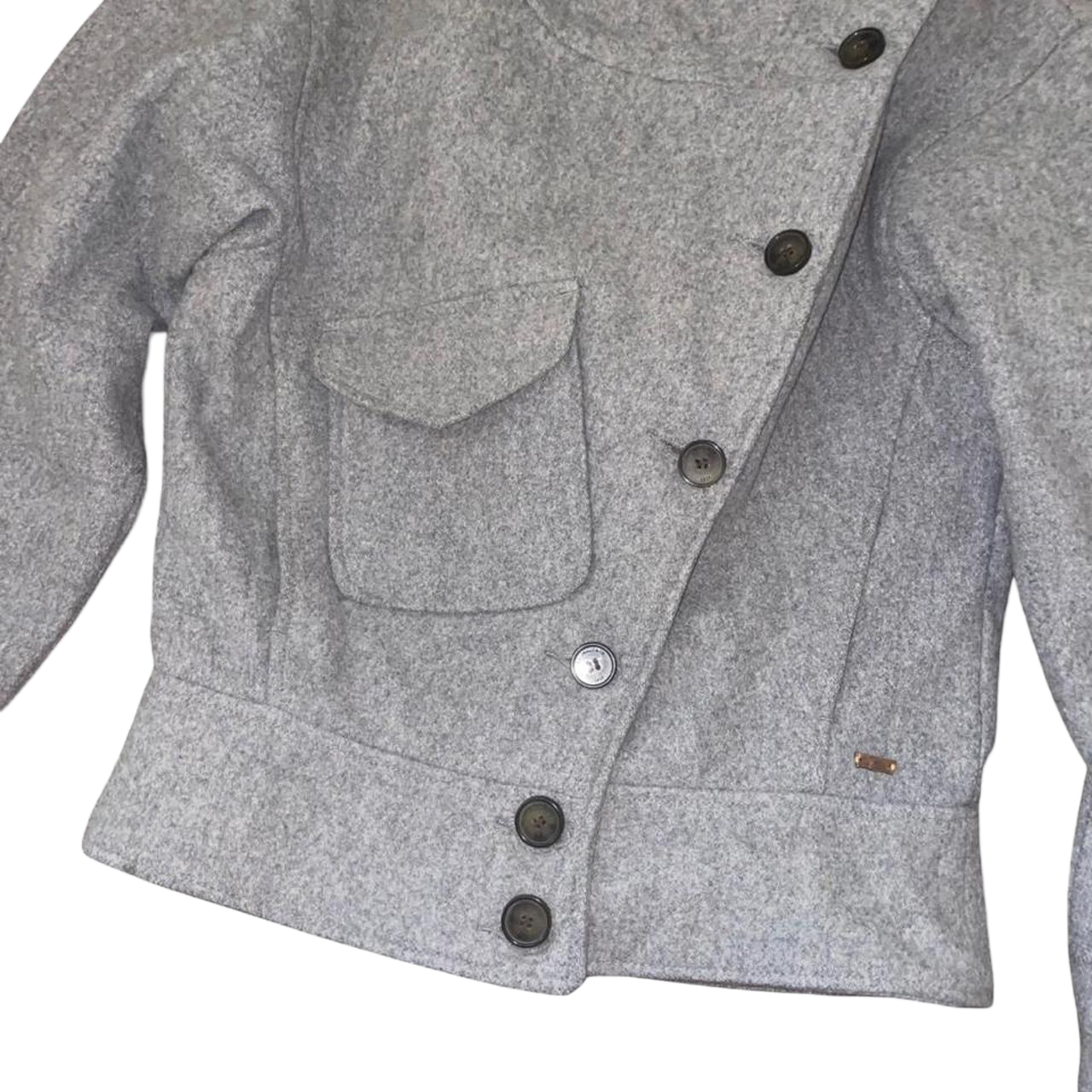 Levi's gray wool asymmetric high neck jacket