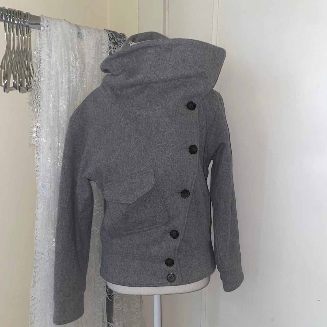 Levi's gray wool asymmetric high neck jacket