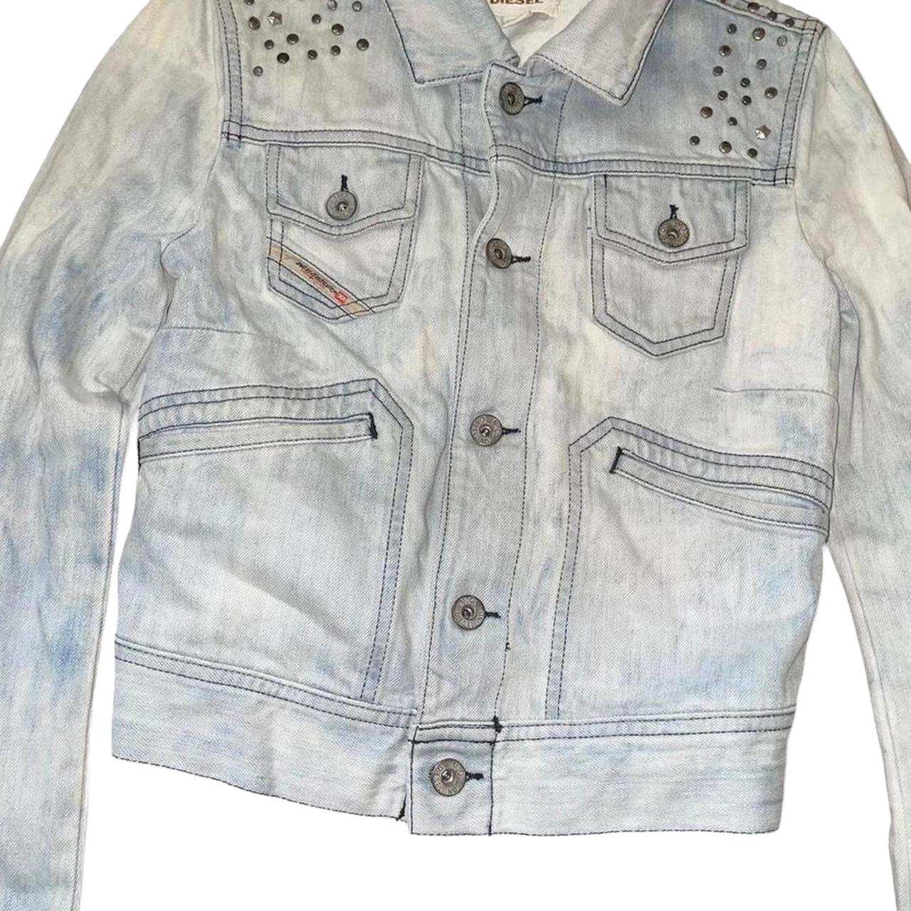 Diesel studded light wash denim jacket