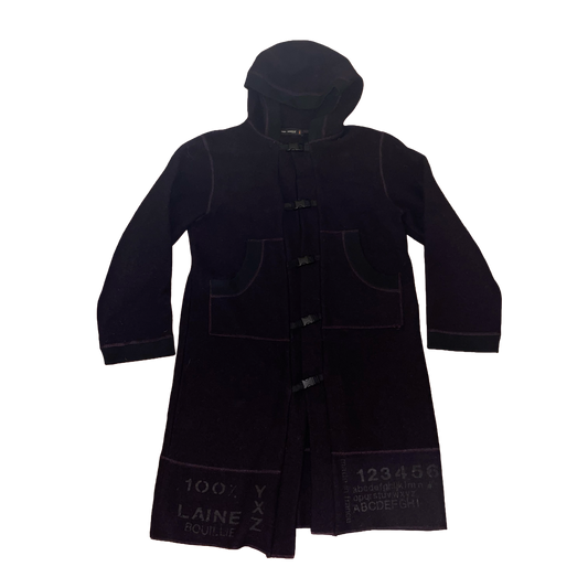 Cop. Copine deep purple wool hooded trench with buckle closure