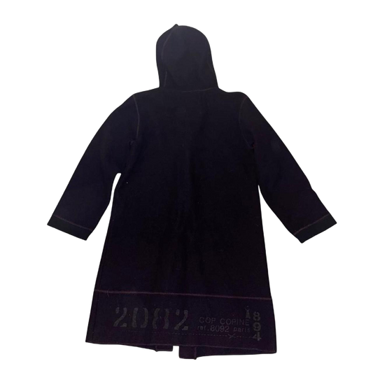 Cop. Copine deep purple wool hooded trench with buckle closure