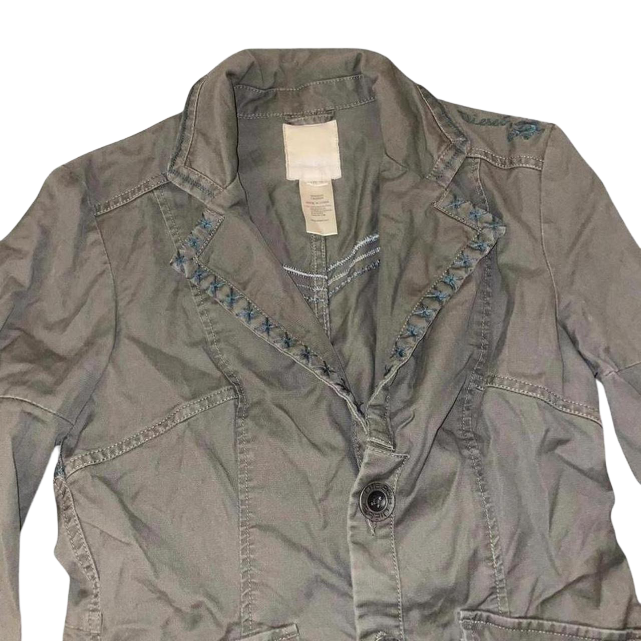 Diesel khaki green embroidered jacket