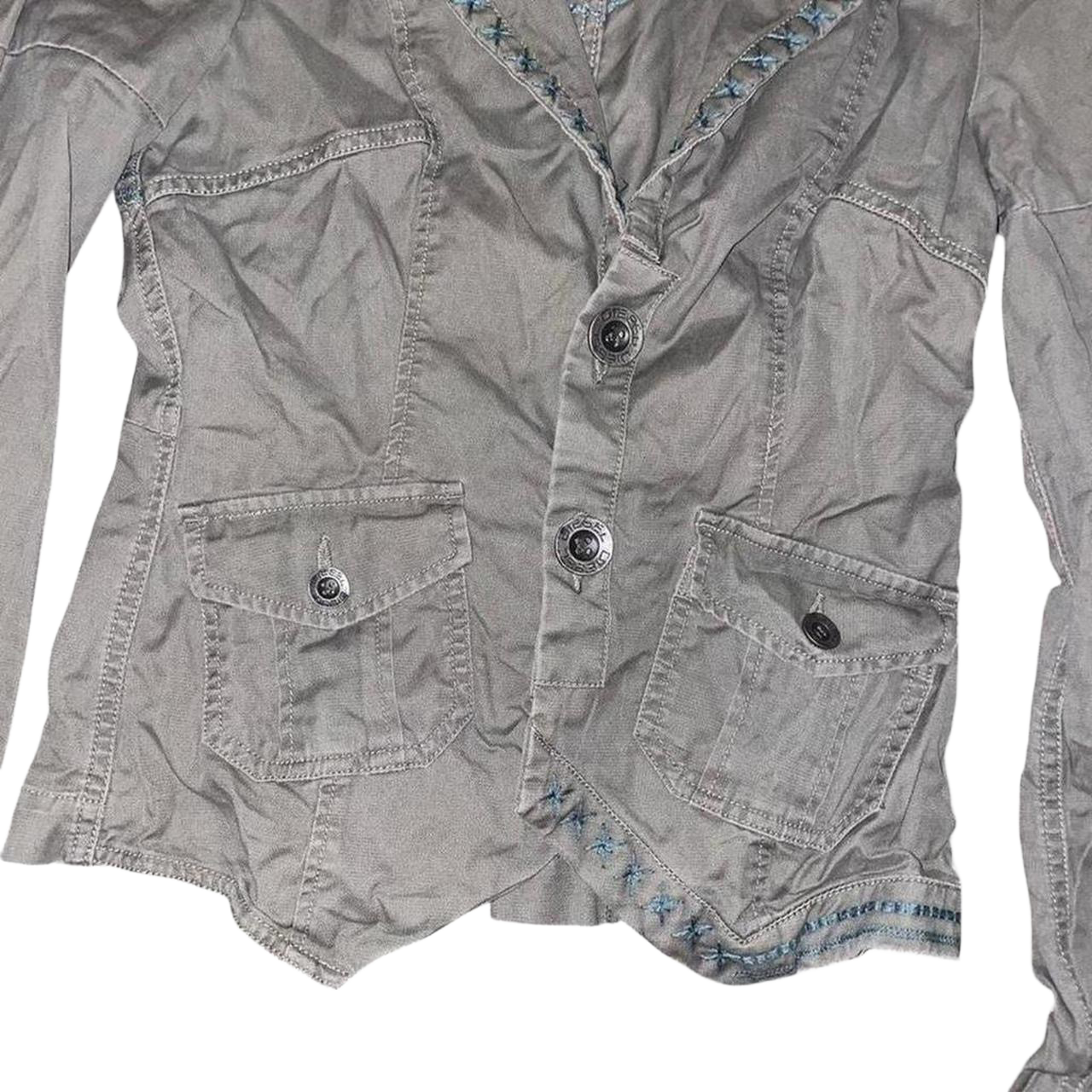 Diesel khaki green embroidered jacket