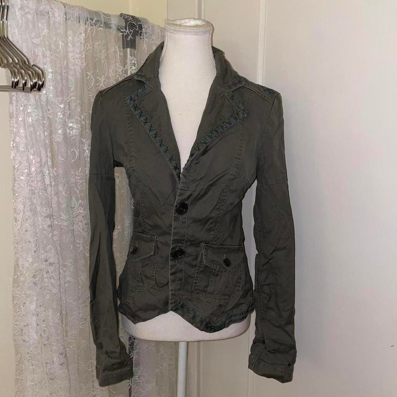 Diesel khaki green embroidered jacket