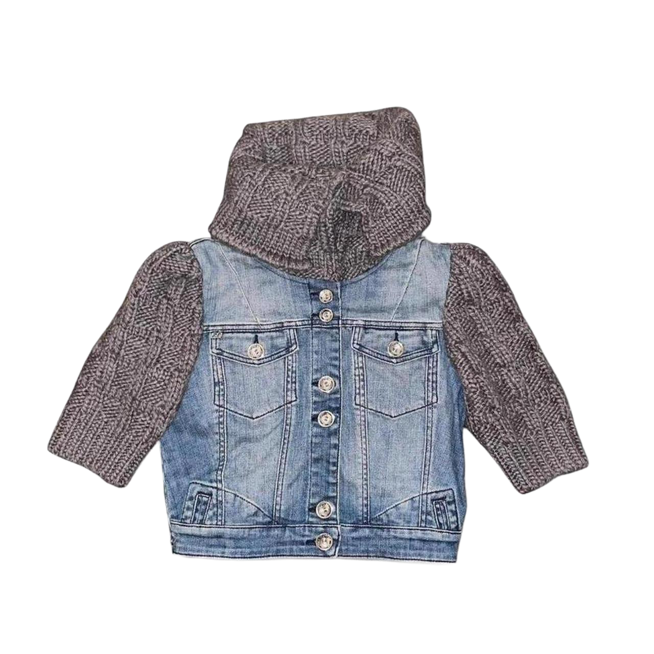 Miss Sixty gray knit and denim crop jacket