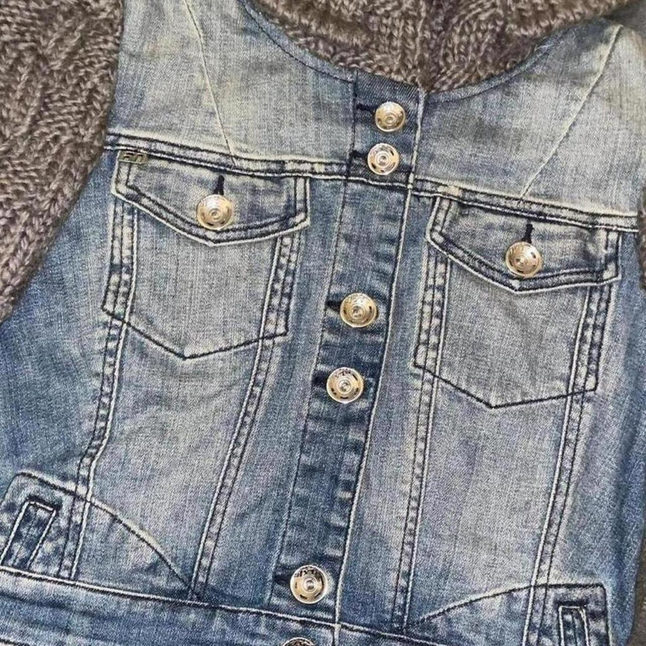 Miss Sixty gray knit and denim crop jacket