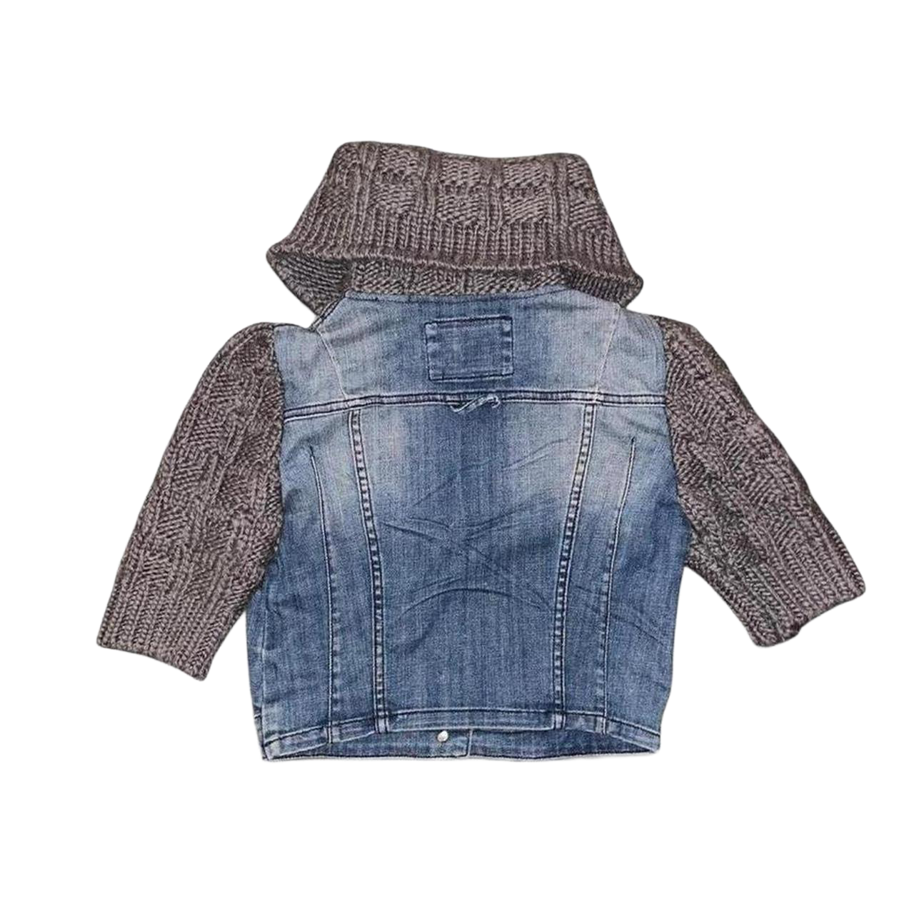 Miss Sixty gray knit and denim crop jacket